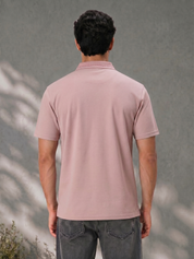 Melange Polo T Shirt for Men in Dusty Rose with Tipping Collar