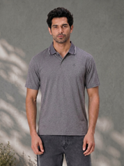 Melange Polo T Shirt for Men in Grey with Tipping Collar