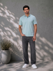 Mint Melange Men's Polo T Shirt with Contrast Tipping