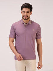 Golf Matte Self Checks Polo T-Shirt for Men in Light Wine
