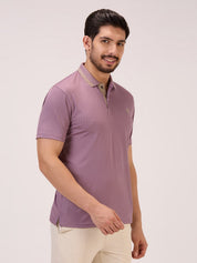 Golf Matte Self Checks Polo T-Shirt for Men in Light Wine