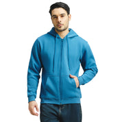 Classic Winter Zip-Up Hoodie for Men in Denim Blue | UNIREC