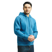 Classic Winter Zip-Up Hoodie for Men in Denim Blue | UNIREC