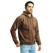 Classic Winter Zip-Up Hoodie for Men in Brown | UNIREC