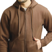 Classic Winter Zip-Up Hoodie for Men in Brown | UNIREC