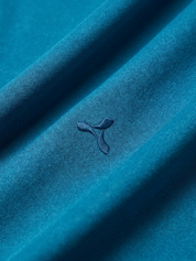 Teal Melange Polo T Shirt with Tipping Collar for Men