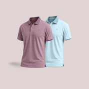 Men's Melange Polo T-Shirt Combo with Tipping Collar – Wine & Mint