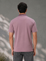 Wine Melange Polo T Shirt with Tipping Collar for Men