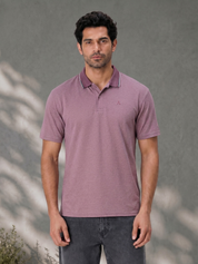 Wine Melange Polo T Shirt with Tipping Collar for Men