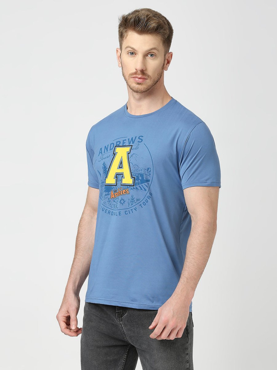 Archies Print Blue T-shirt for Men's