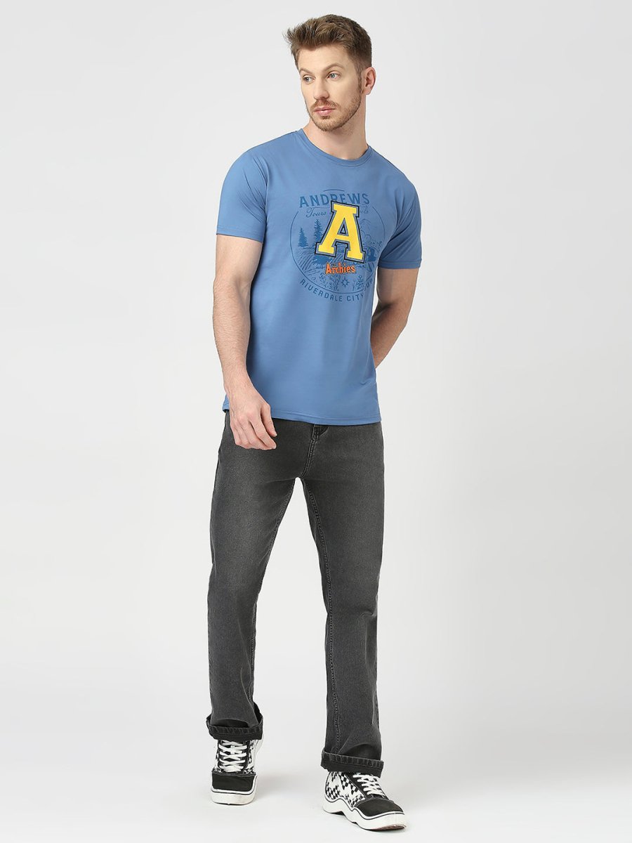 Archies Print Blue T-shirt for Men's