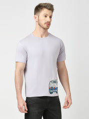 Archies Bus Print Purple T-shirt for Men and Women's