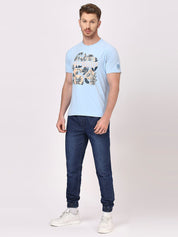 Archies Print Sky Blue T-shirt for Men