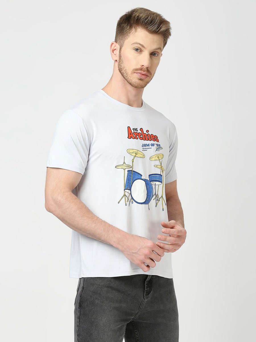 Archies Print White T-shirt for Men and Women's