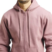 Classic Winter Zip-Up Hoodie for Men in Dusty Rose | UNIREC