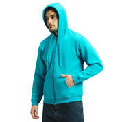 Classic Winter Zip-Up Hoodie for Men in Sea Green | UNIREC