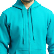 Classic Winter Zip-Up Hoodie for Men in Sea Green | UNIREC