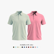 Matte Polo - Ultra Soft Combo Pack of 2 Men's Solid Rose & Aluminum T-shirts