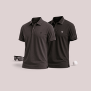 Crèst Polo Combo Pack of 2 Golf Polo T-Shirts for Men in Grey & Black