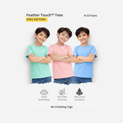 Feather Touch Boys Plain Round Neck T-Shirt – Mint, Peach & Sky Blue Combo