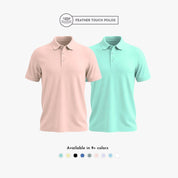 Men’s Feather Touch Polo T-shirt set: peach and mint