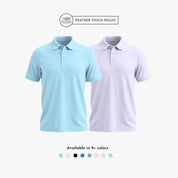 Men’s Feather Touch Polo T-shirt set: purple and sky blue