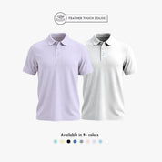 Men’s Feather Touch Polo T-shirt set: purple and white