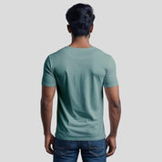 Army green round neck t-shirt back view