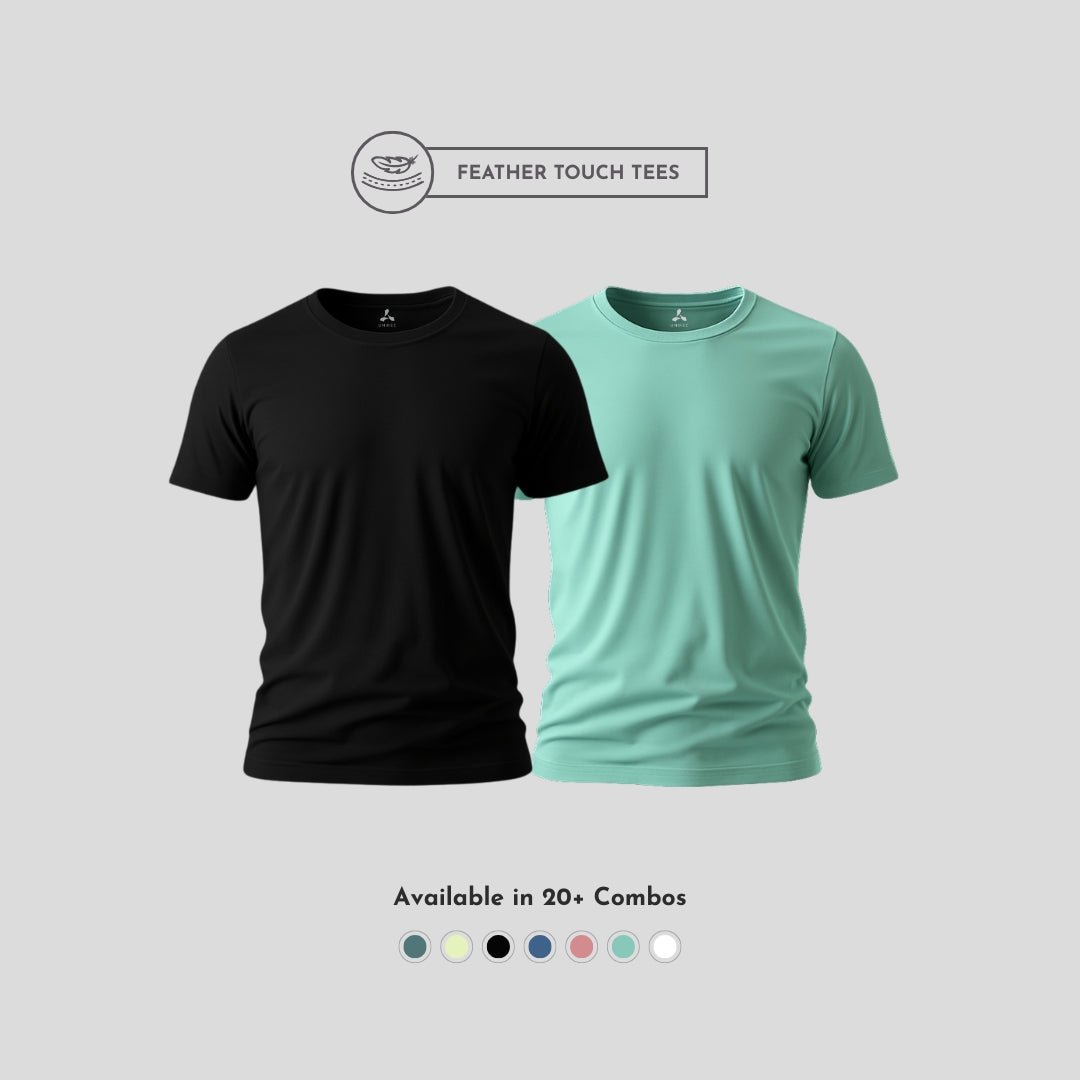Black round neck t-shirt front view