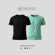 Black round neck t-shirt front view