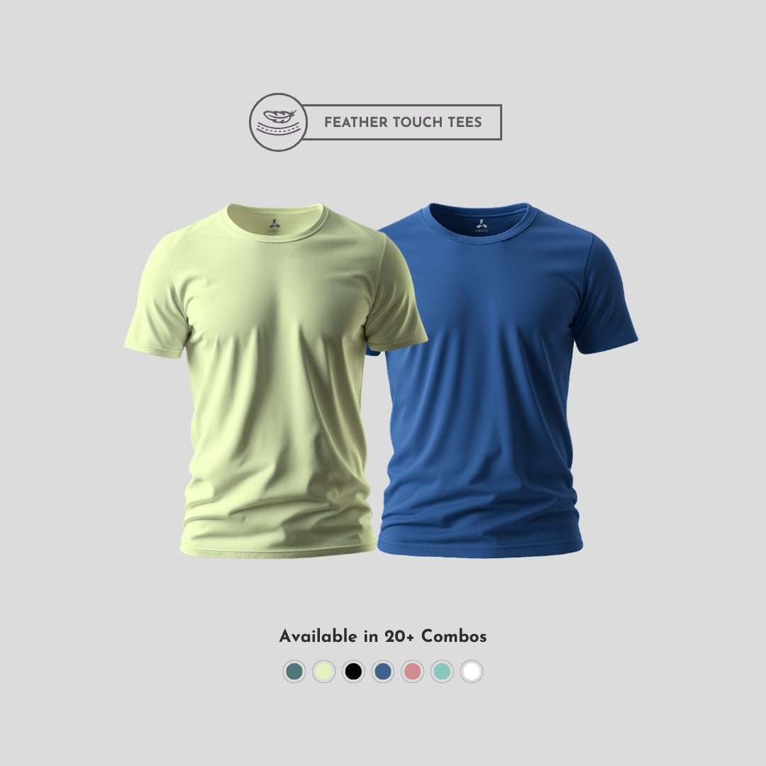 Combo of olive and blue round neck t-shirts