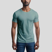 Feather Touch Round Neck Plain Army T-Shirt for Men