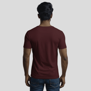 Feather Touch Round Neck Plain Burgundy T-Shirt for Men