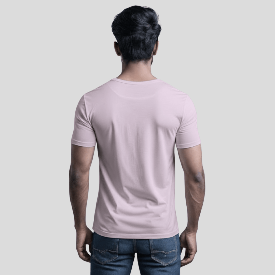 Feather Touch Round Neck Plain Lavender T-Shirt for Men