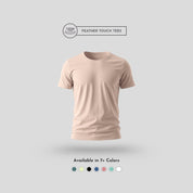 Men's peach round neck t-shirt front view
