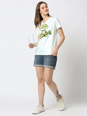 Frog Graphic Printed Women's V-Neck T-shirt