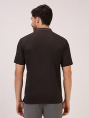 golf polo t shirt for men in black self check back view