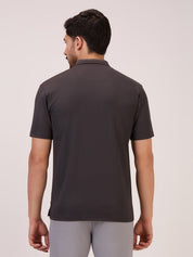 Golf self checks polo t shirt for men fawn back view