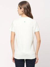 Graphic Printed White V-neck T-shirt