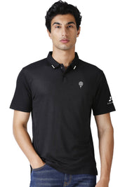 Matte Polo - Black Ultra Soft with Tipping Golf T-shirt for Men