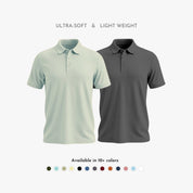 Men’s Matte Polo T-shirt set: aluminium and grey