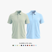 Men’s Matte Polo T-shirt set: aluminium and sky blue