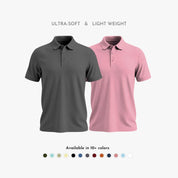 Men’s Matte Polo T-shirt set: grey and rose