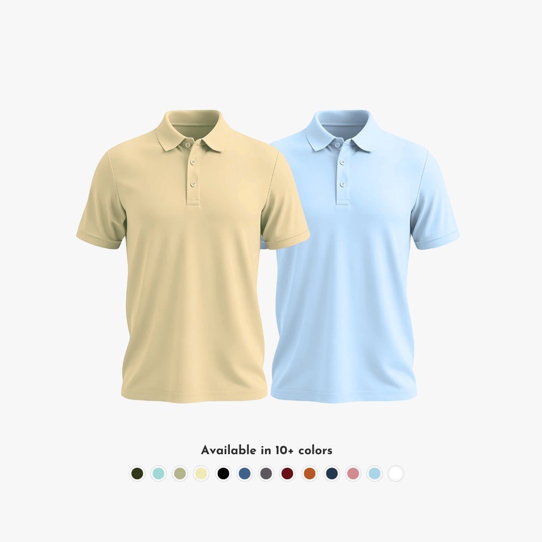 Men’s Matte Polo T-shirt set: sky blue and beige