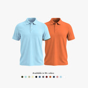 Men’s Matte Polo T-shirt set: sky blue and wood orange