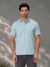 Mint Melange Men's Polo T Shirt with Contrast Tipping