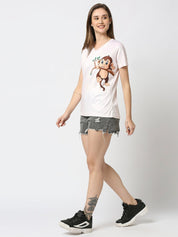 Peach V-Neck T-Shirt for Women
