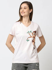 Peach V-Neck T-Shirt for Women