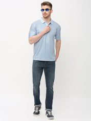 Blue Polo Collar T-shirt