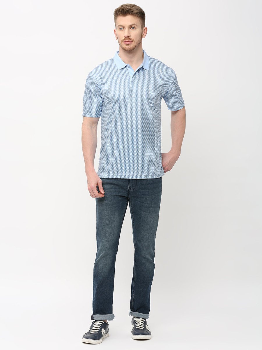 Blue Polo Collar T-shirt